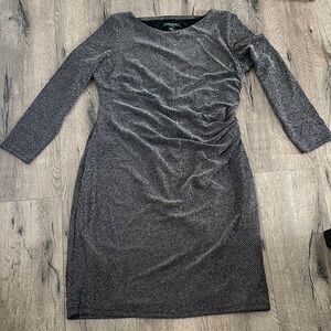 Ralph Lauren Black and Silver Long Sleeve Dress